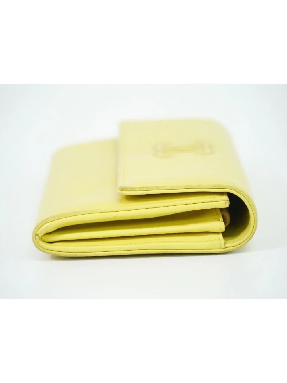 Chanel CC Logo Wallet Leather Yellow